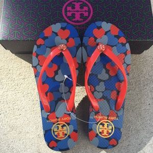 ENDING APR 16!! TORY BURCH Hearts Print Flip Flops